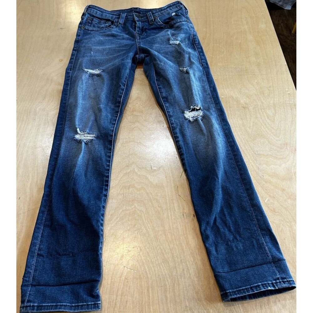 True religion Geno  Slim Jeans Girls 16 ( 26x30) Distressed Med Wash Stretchy